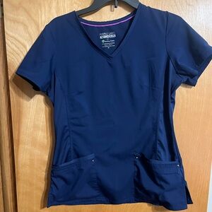 Healing Hands Purple Label Women's Juliet V-Neck Yoga Scrub Top Navy Medium